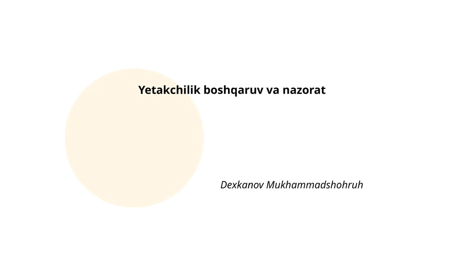 Yetakchilik boshqaruv va nazorat
