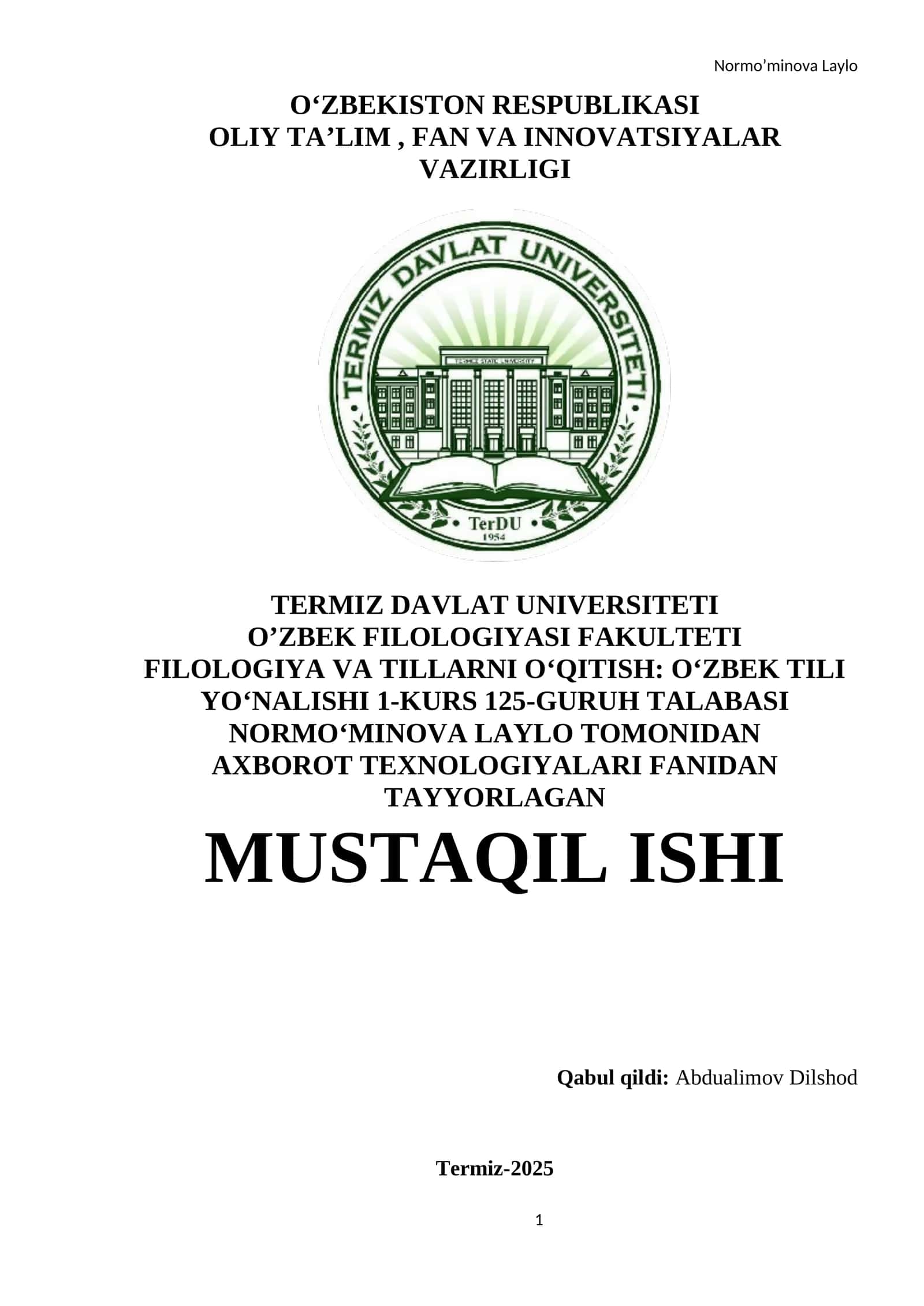 Kompyuter grafikasi tushunchasi va grafik muharrirlar bilan ishlash
