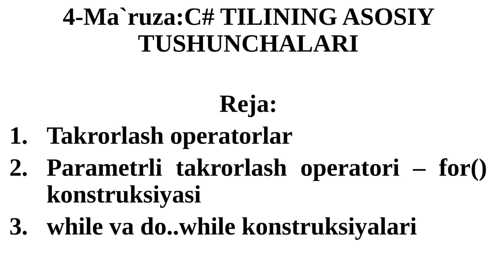 C# TILINING ASOSIY TUSHUNCHALARI