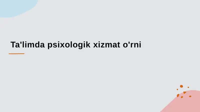Ta'limda Psixologik Yordam