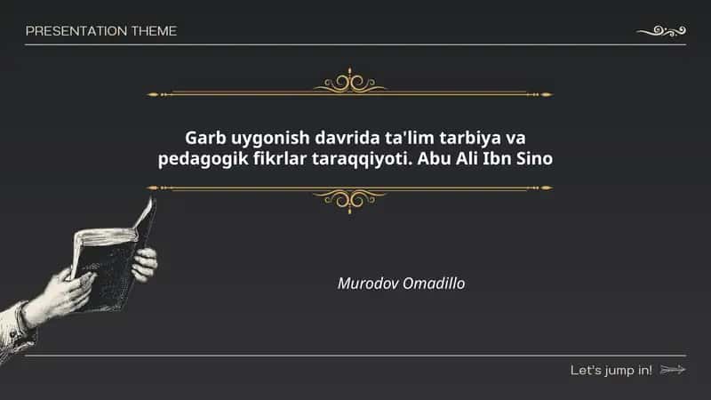 Abu Ali Ibn Sinoning ta'lim va tarbiya haqidagi asosiy qarashlari: Garb uygonishi kontekstida