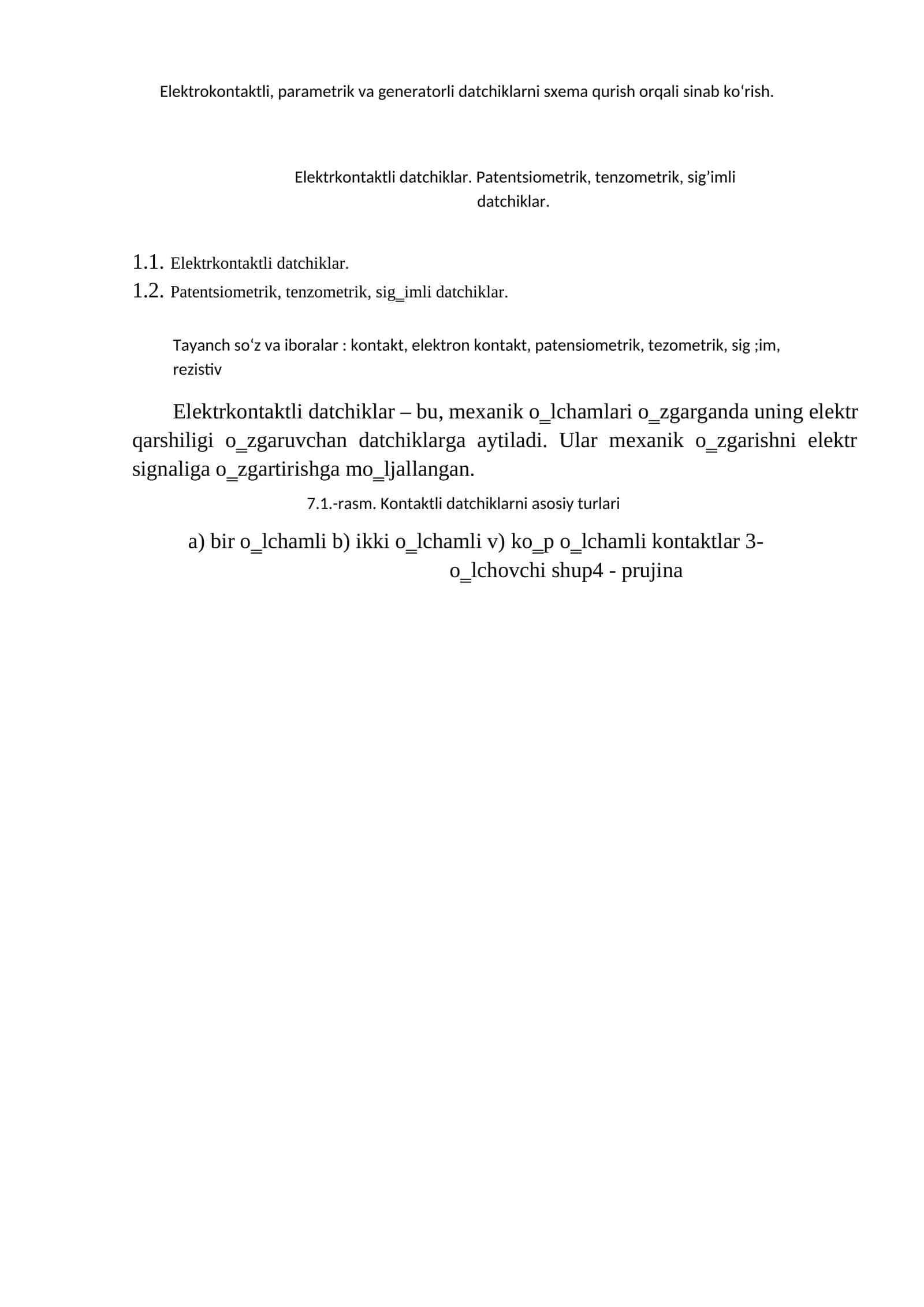 Elektrkontaktli datchiklar
