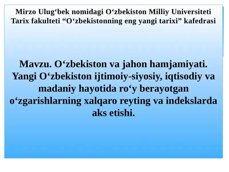 O‘zbekistonning eng yangi tarixi