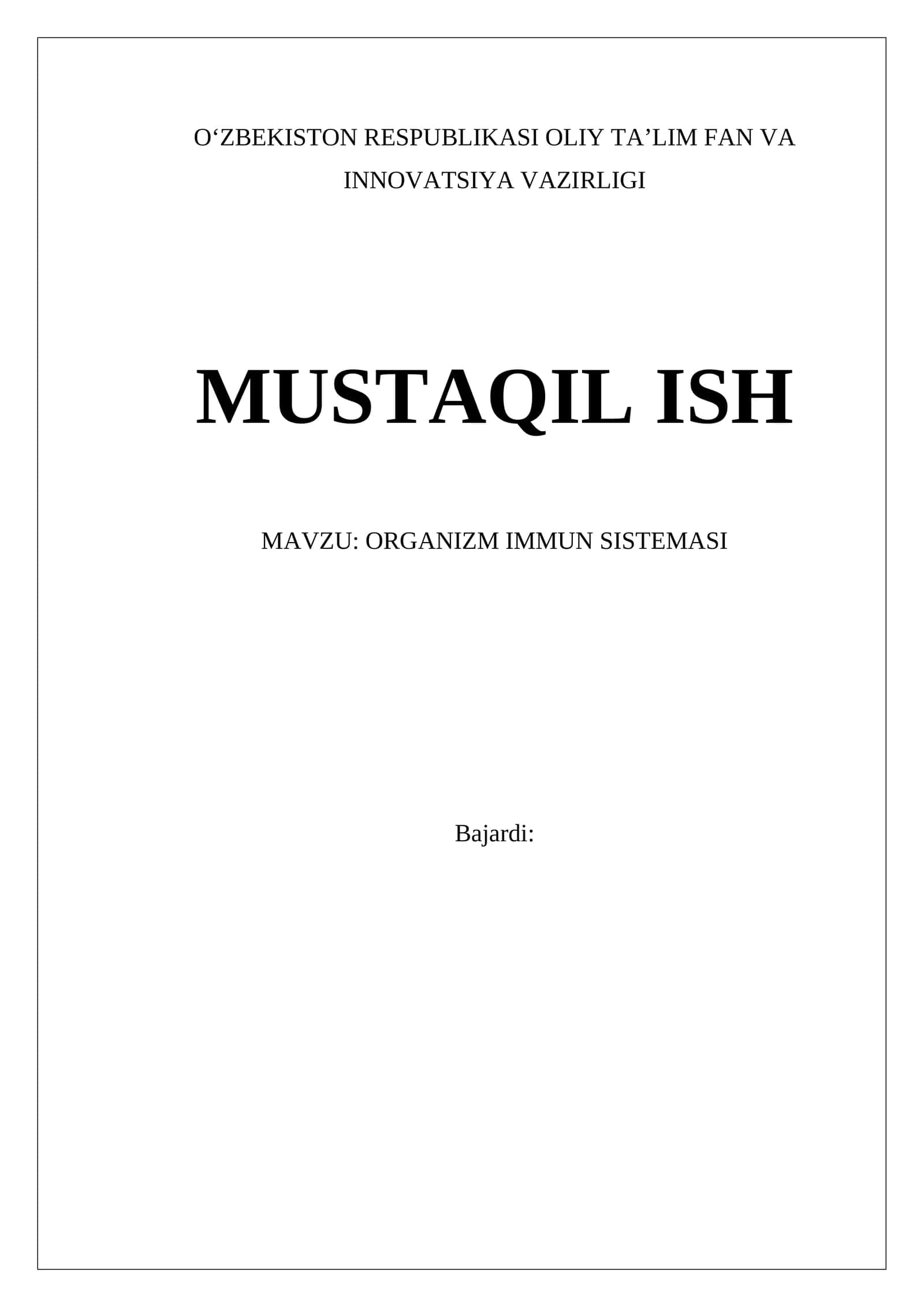 Organizm Immun Sistemi