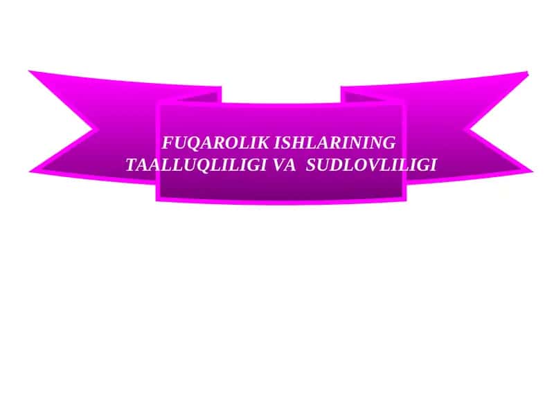 FUQAROLIK ISHLARINING TAALLUQLILIGI VA SUDLOVLILIGI