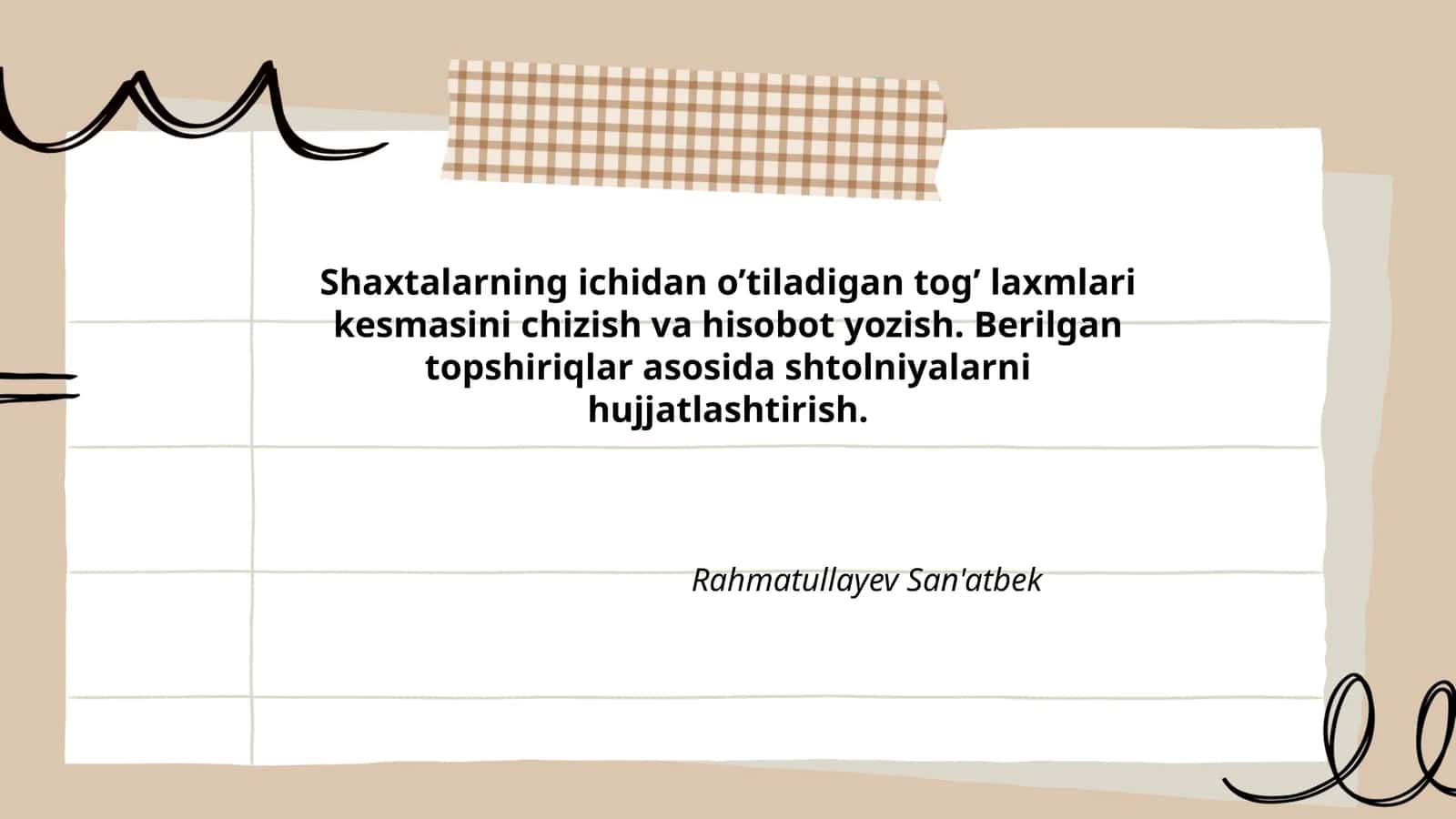 Tog’ laxmlari chizish va hisobot yozish