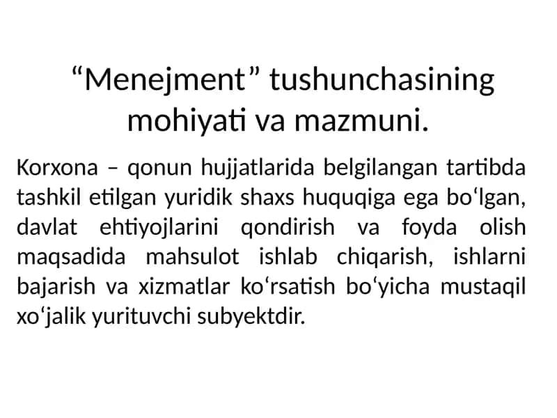 Menejment tushunchasi
