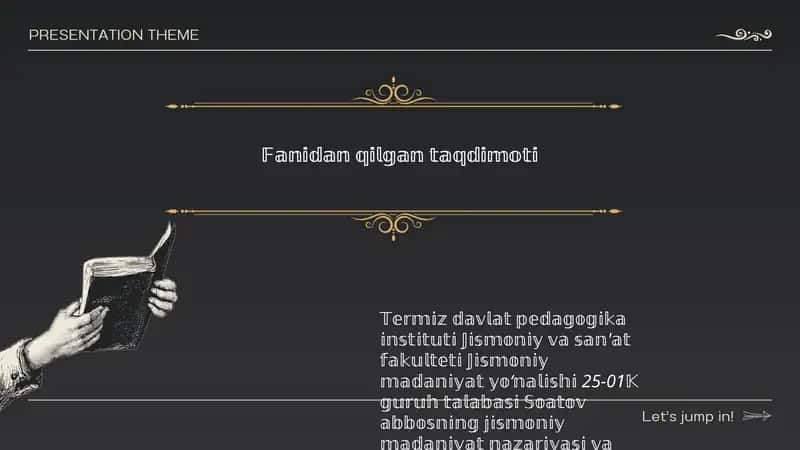 Jismoniy madaniyat nazariyasi va metodikasi fanidan taqdimot