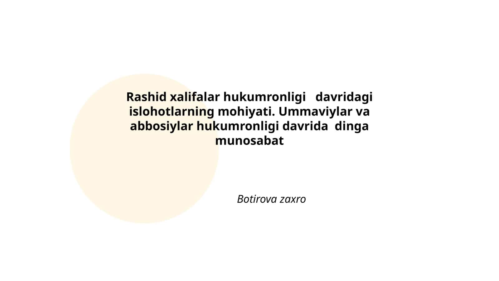 Rashid xalifalar hukumronligi davridagi islohotlarning mohiyati