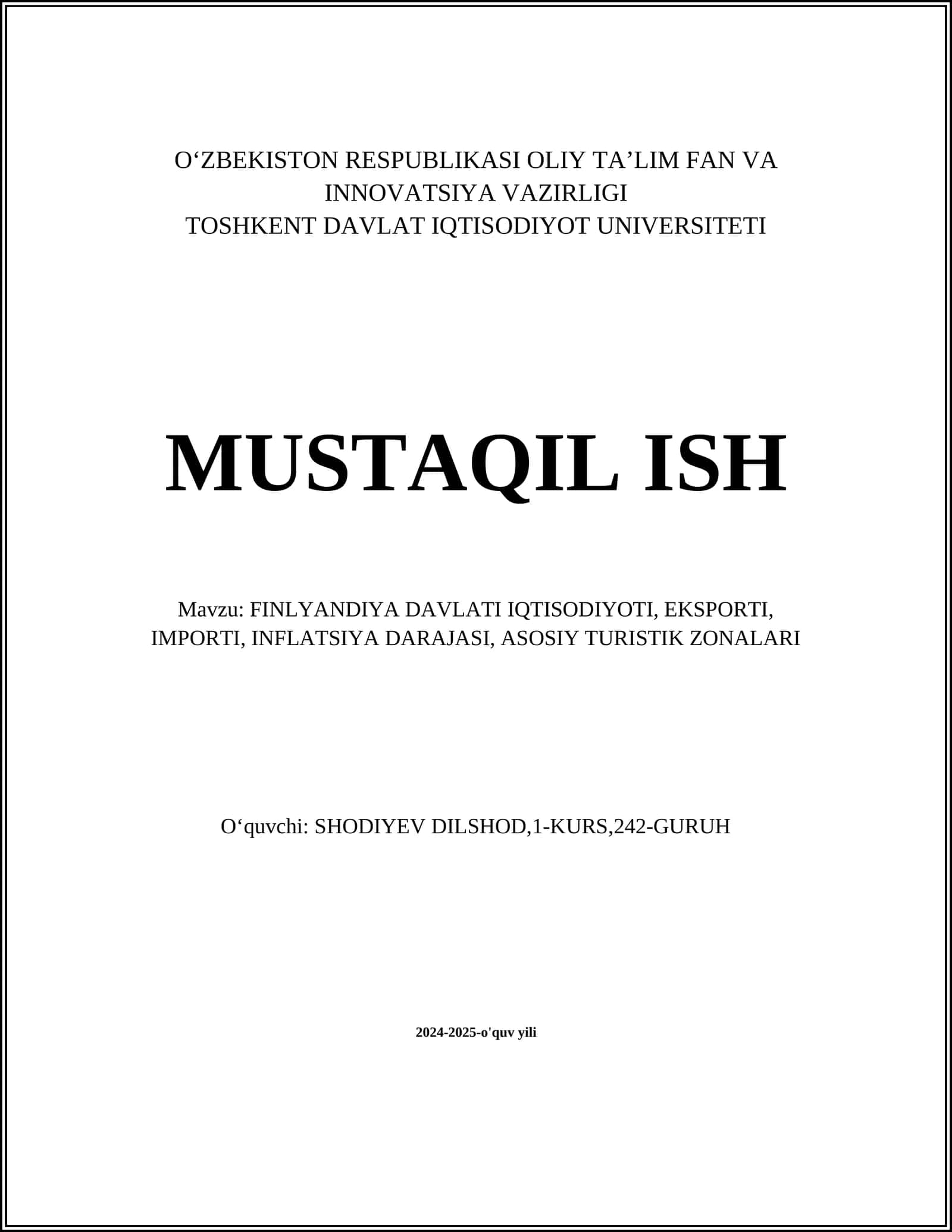 FINLYANDIYA DAVLATI IQTISODIYOTI