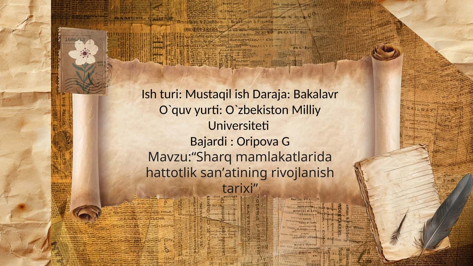 “Sharq mamlakatlarida hattotlik sanʼatining rivojlanish tarixi”
