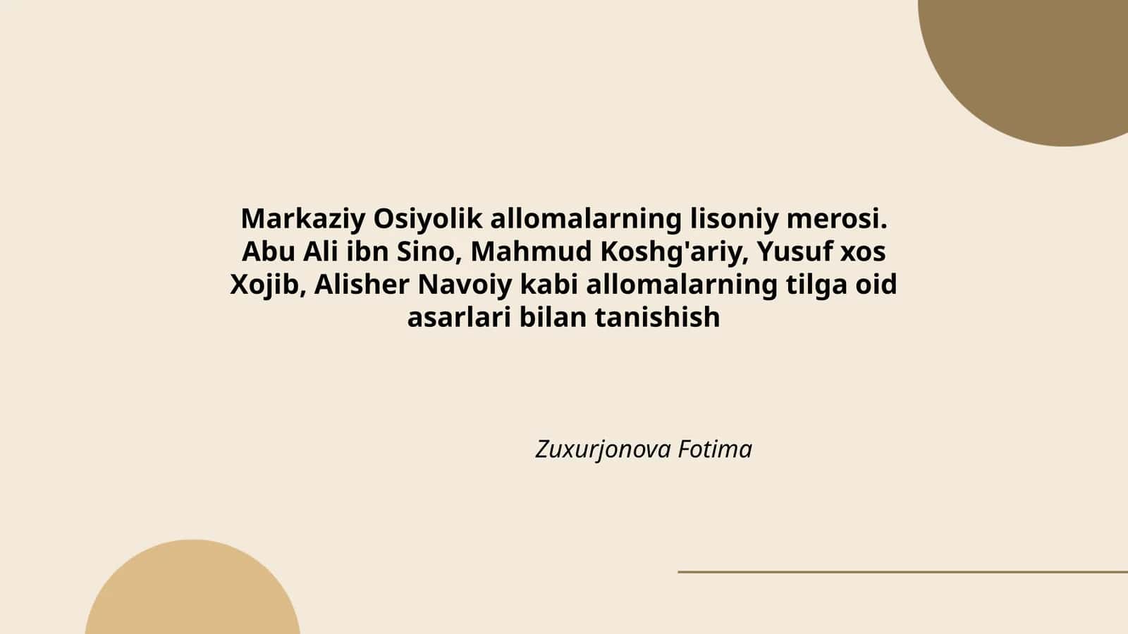 Markaziy Osiyolik allomalarning lisoniy merosi
