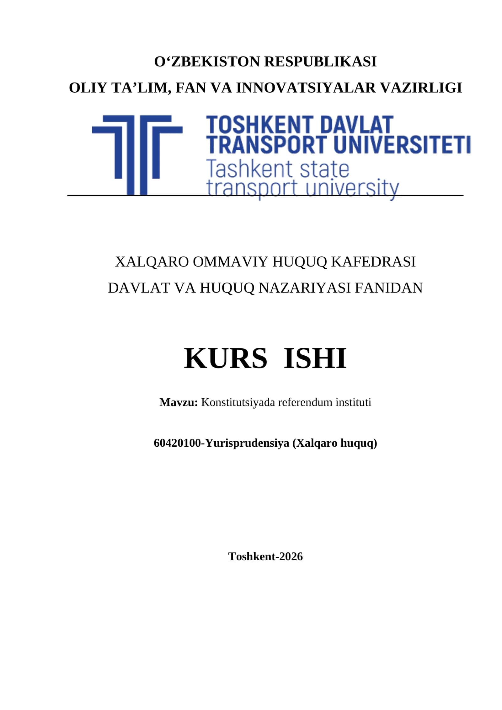 Konstitutsiyada referendum instituti kurs ishi