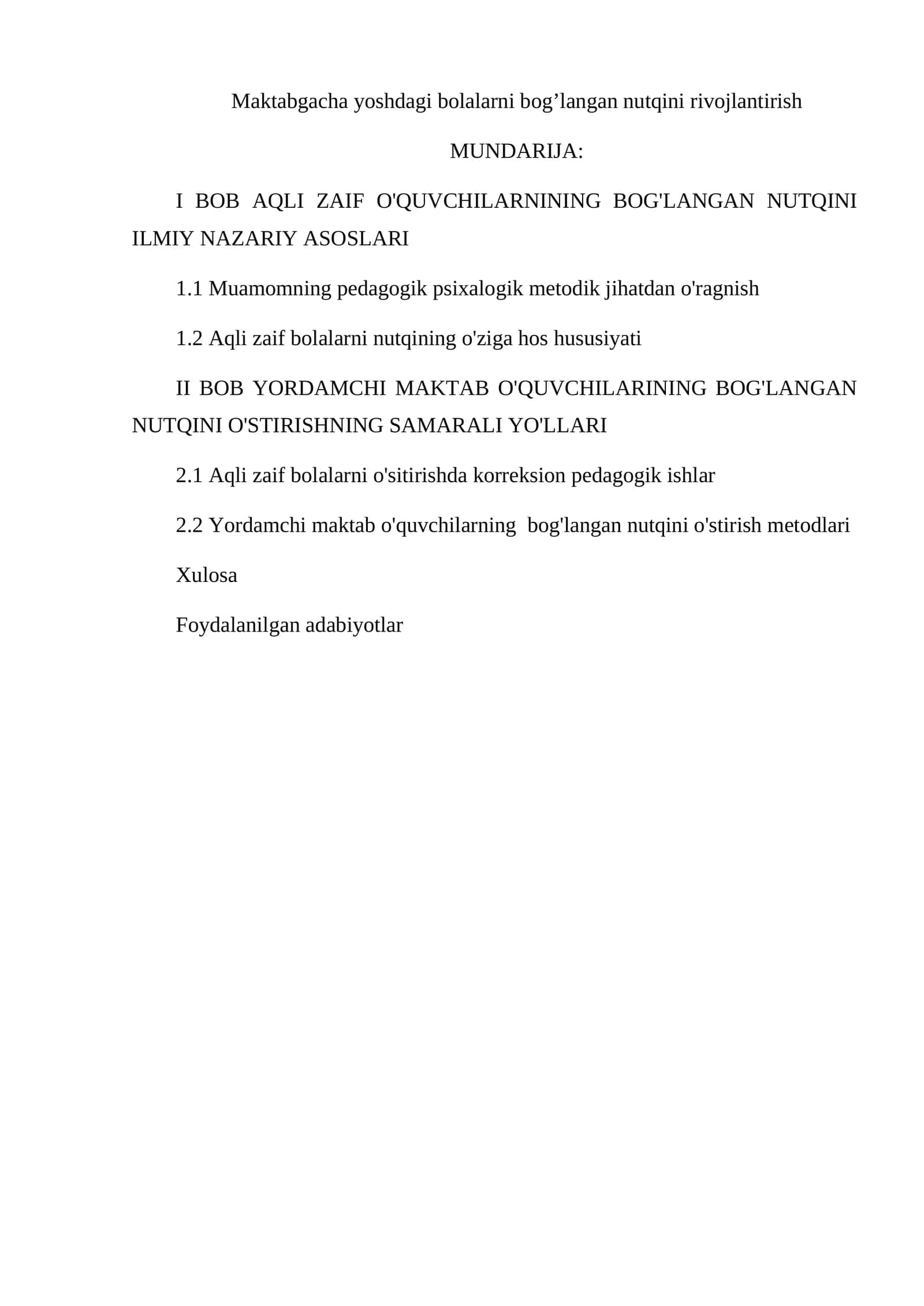 Maktabgacha yoshdagi bolalarni bog’langan nutqini rivojlantirish
