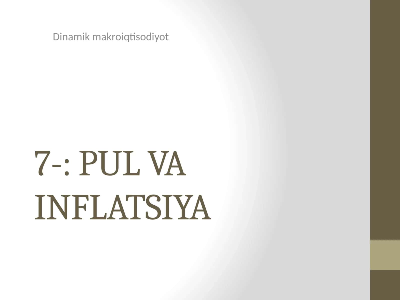 PUL VA INFLATSIYA