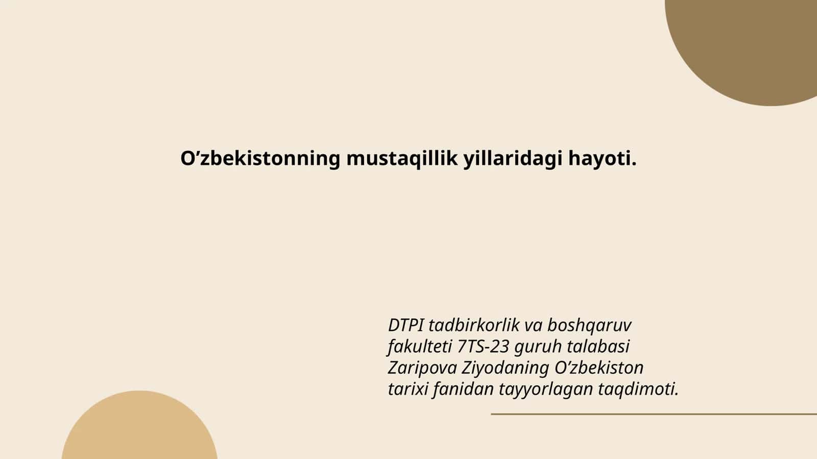 O’zbekiston tarixi fanidan taqdimot