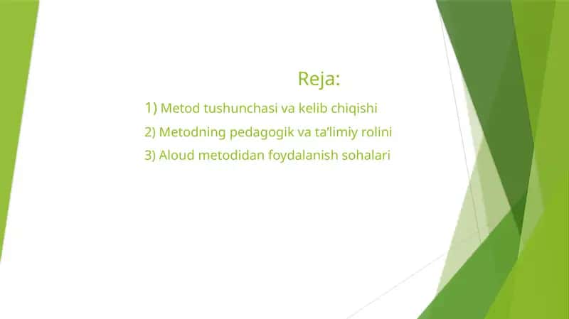 Metod-Aloud OVOZ CHIQarib mulohaza yuritish