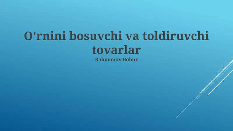 O'rnini bosuvchi va to'ldiruvchi tovarlar