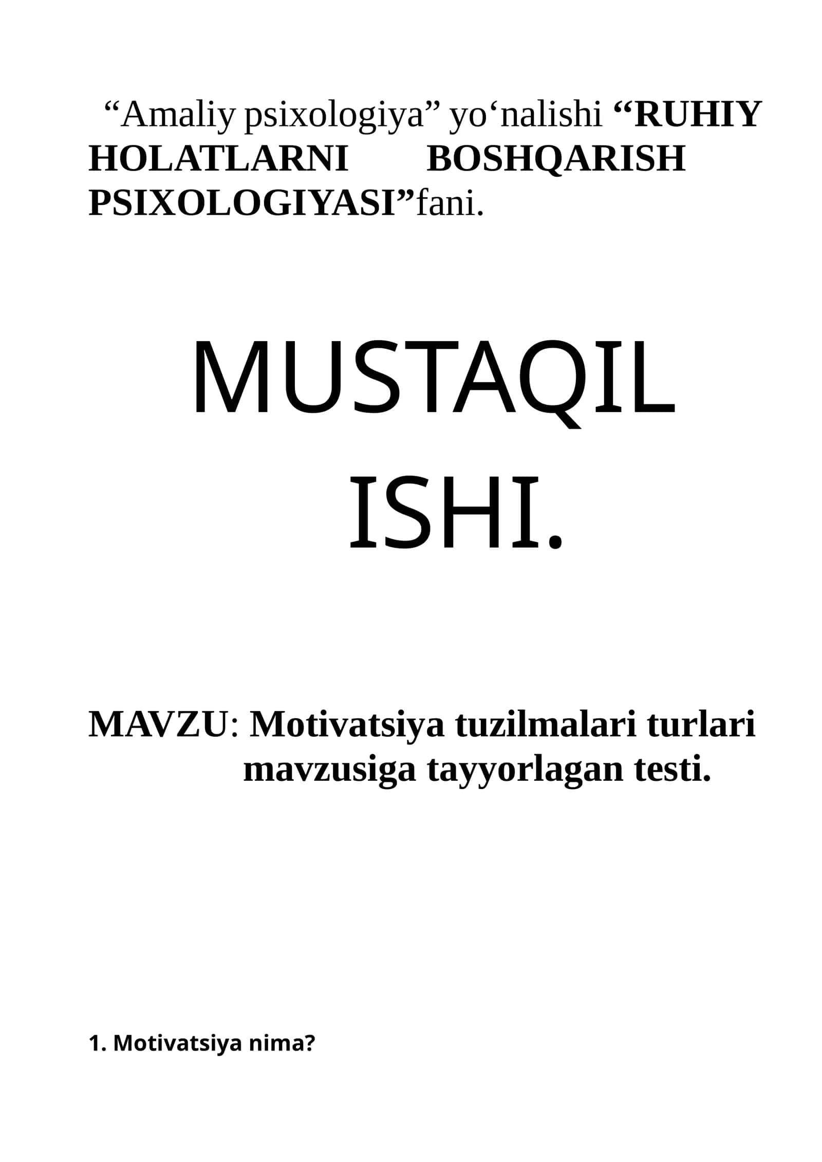 RUHIY HOLATLARNI BOSHQARISH PSIXOLOGIYASI