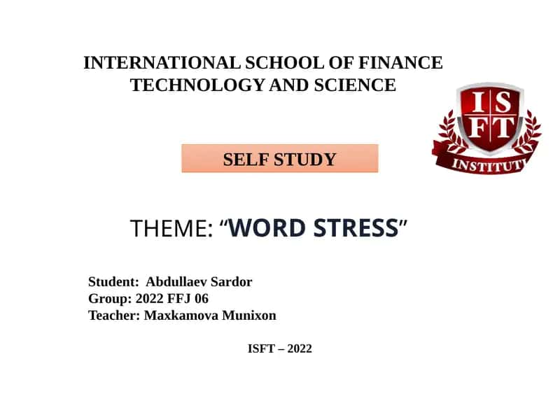 WORD STRESS