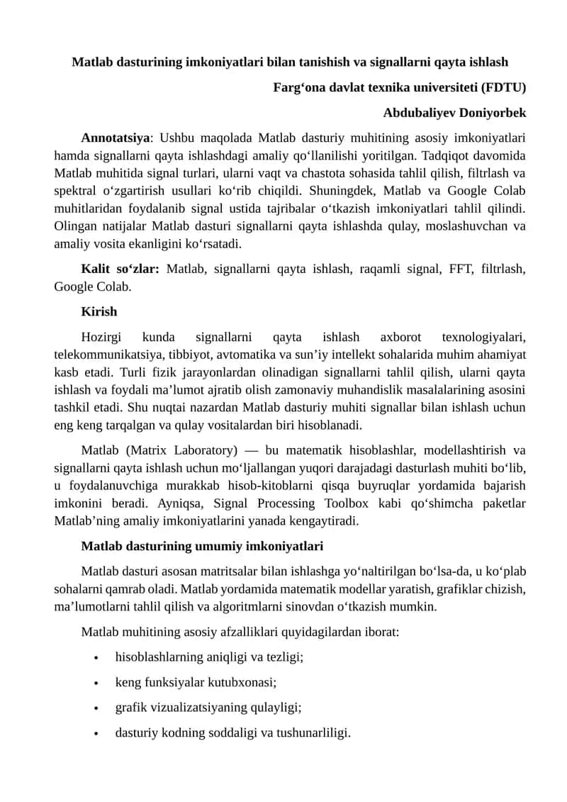Matlab dasturi