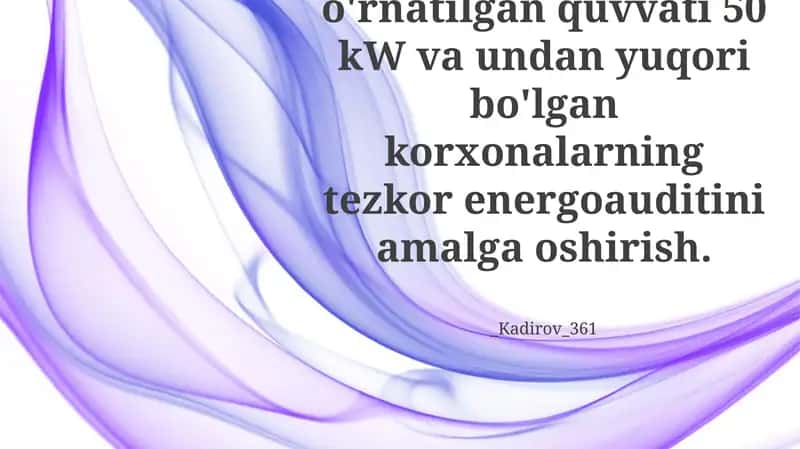 Energiya Auditi Topilmalari va Tavsiyalar