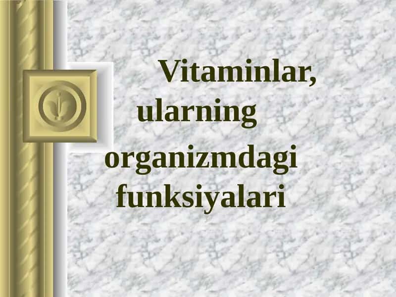 Vitaminlar, ularning  organizmdagi funksiyalari