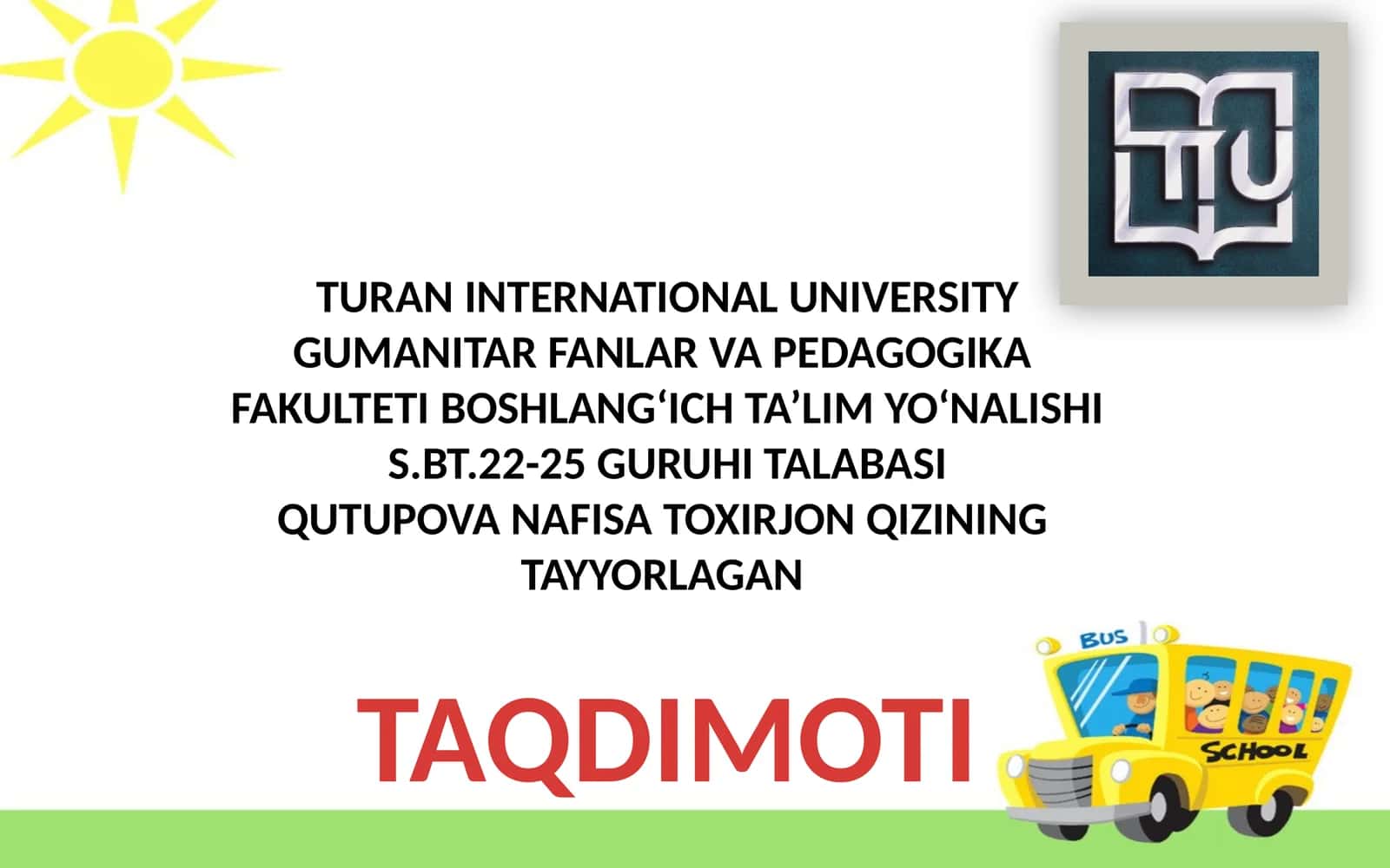 4-sinf “Tabiiy fanlar" darsligini tahlil qilish va taqriz yozish