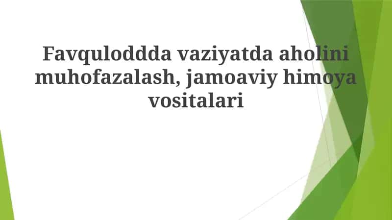 Favqulodda vaziyatlarga javob berish choralari