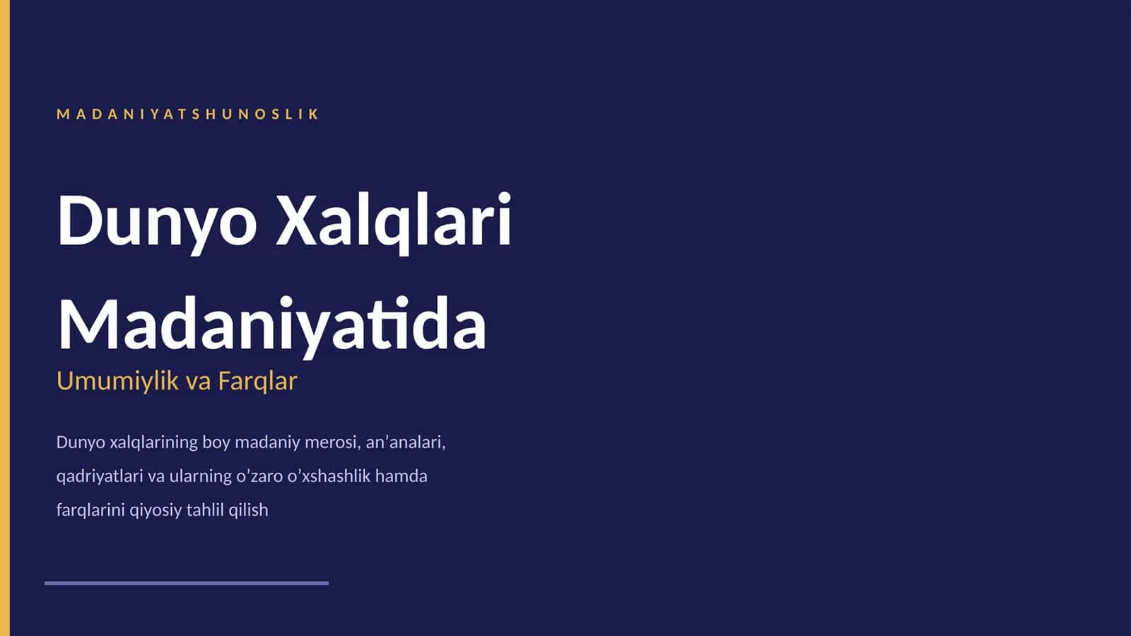 MADANIYATSHUNOSLIK