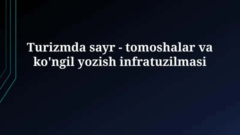 Turizm Infratuzilmasi