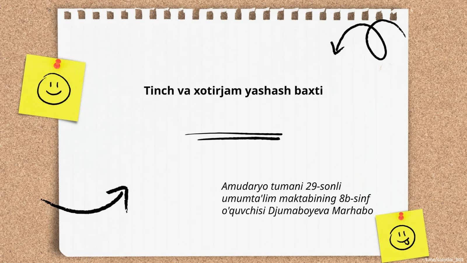 Tinch va xotirjam yashash baxti