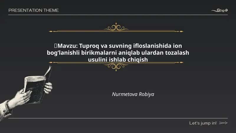 Tuproq va suvning ifloslanishida ion bogʻlanishli birikmalarni aniqlash