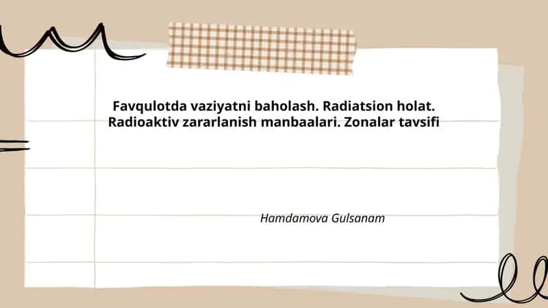 Radioaktiv zararlanish va monitoring usullari