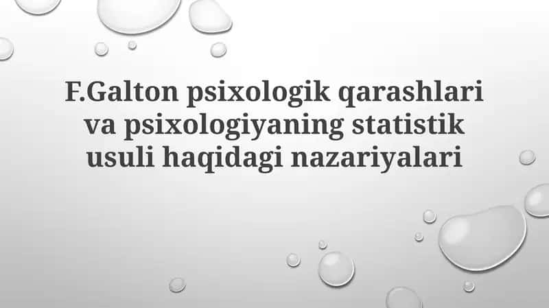 Frensis Galtonning Psixologik Qarashlari