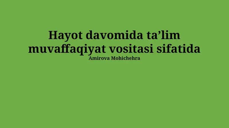 Umrbod o'rganish: Muvaffaqiyat kaliti