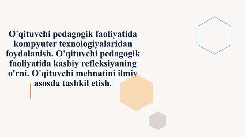 O'qituvchi Pedagogik Faoliyati va Kompyuter Texnologiyalari