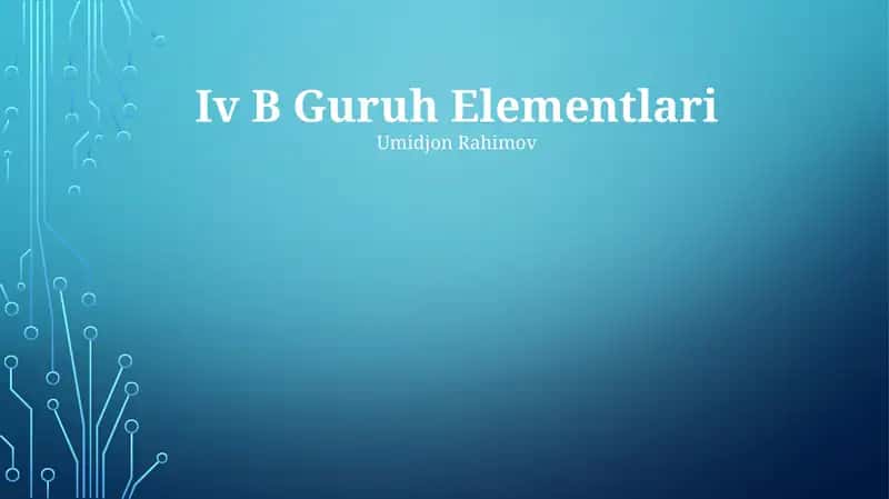 Iv B Guruh Elementlari