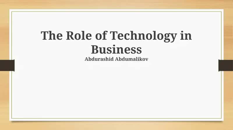 The Role of Technology in Business
