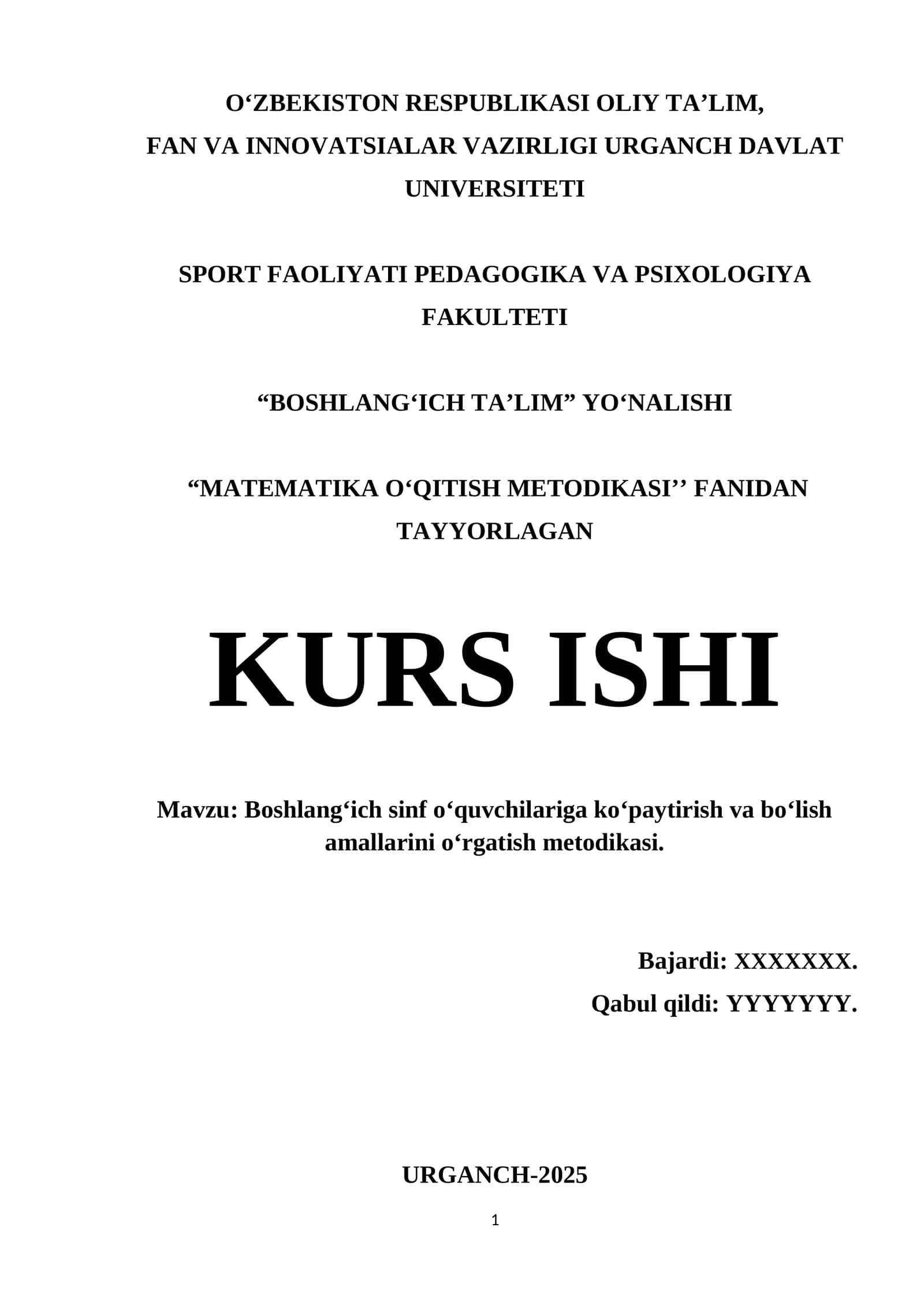 Boshlang‘ich sinf o‘quvchilariga ko‘paytirish va bo‘lish amallarini o‘rgatish metodikasi.