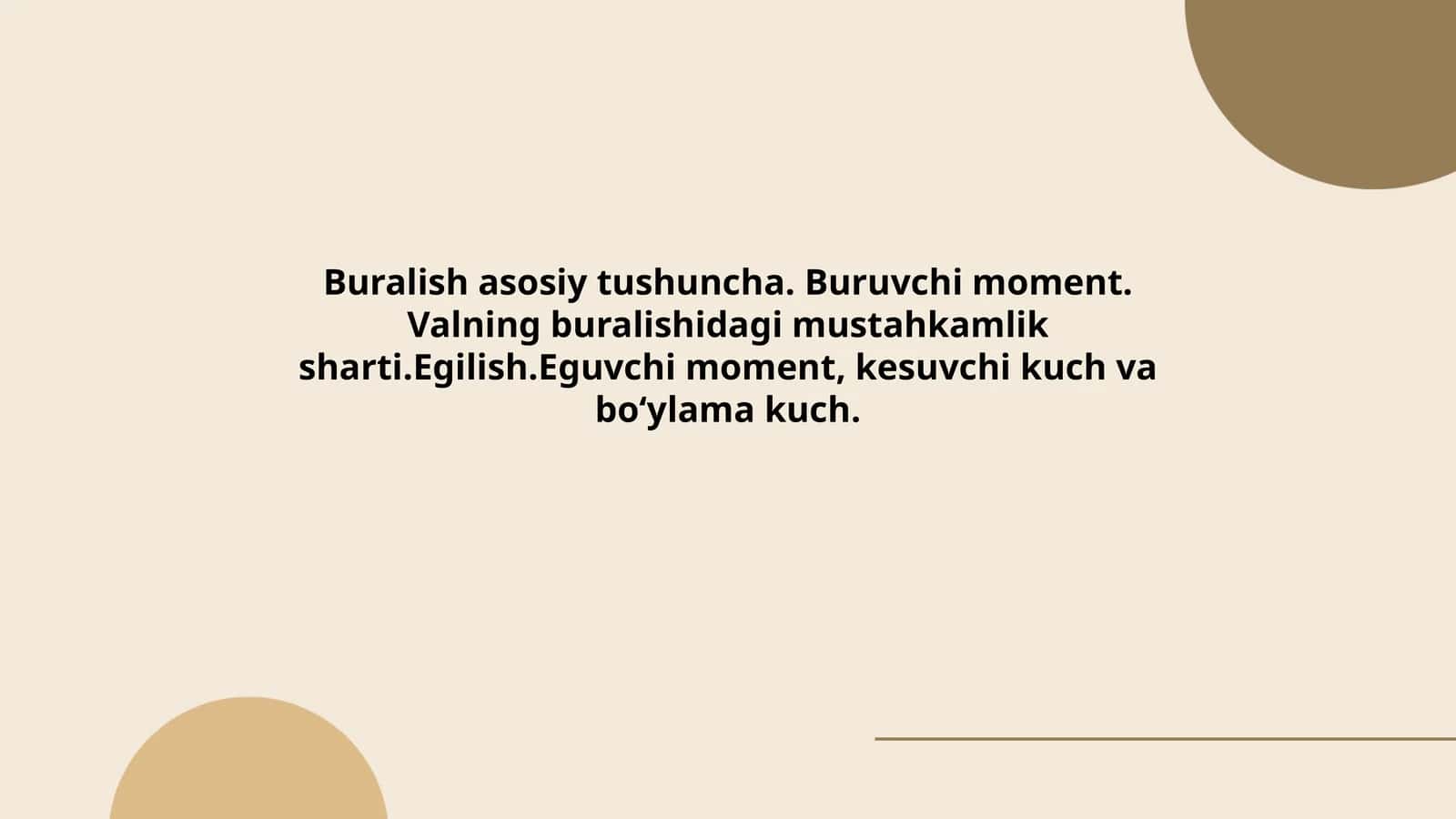 Buralishning asosiy tushunchalari