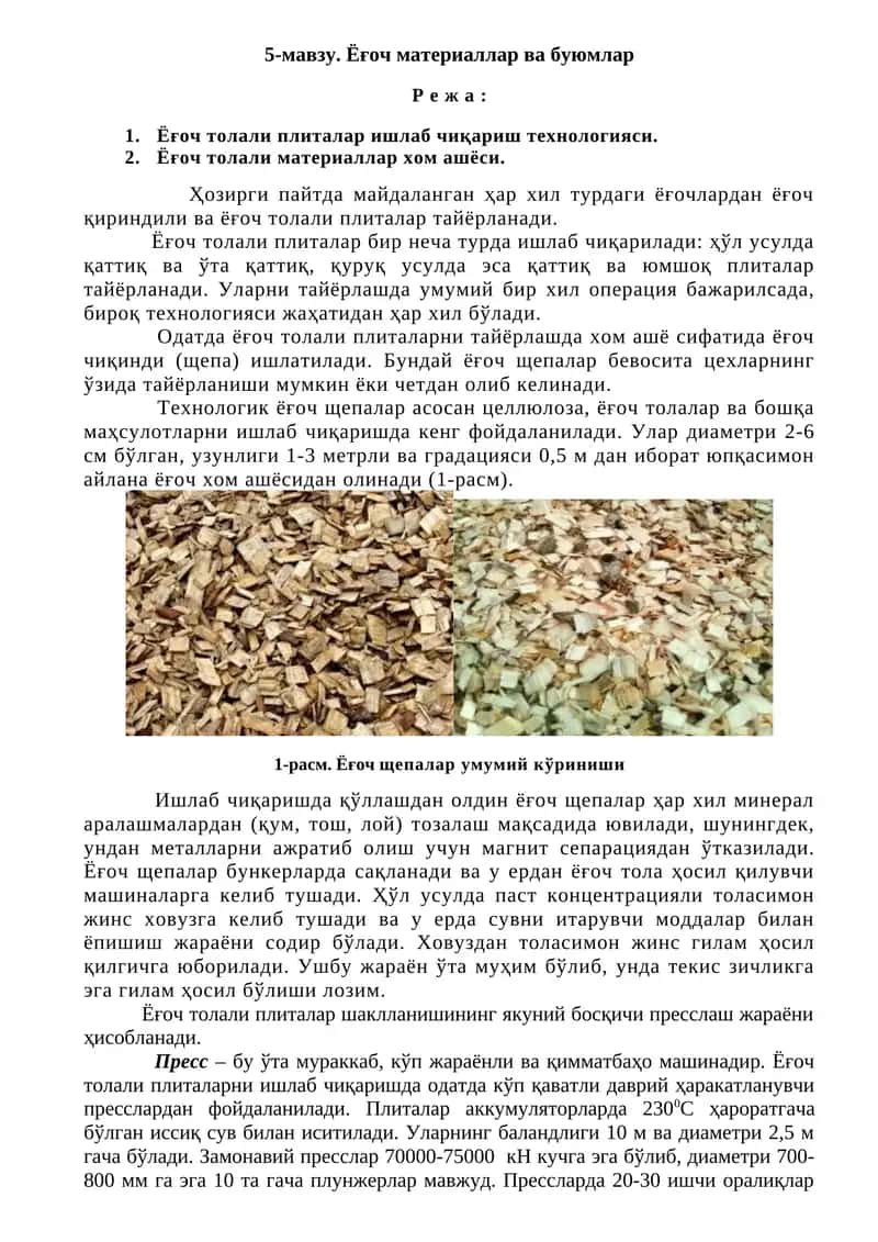 Ёғоч толали плиталар
