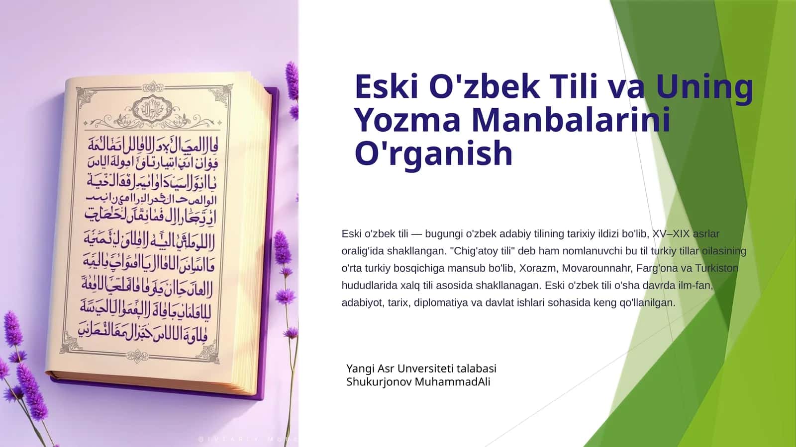 Eski O'zbek Tili va Uning Yozma Manbalarini O'rganish