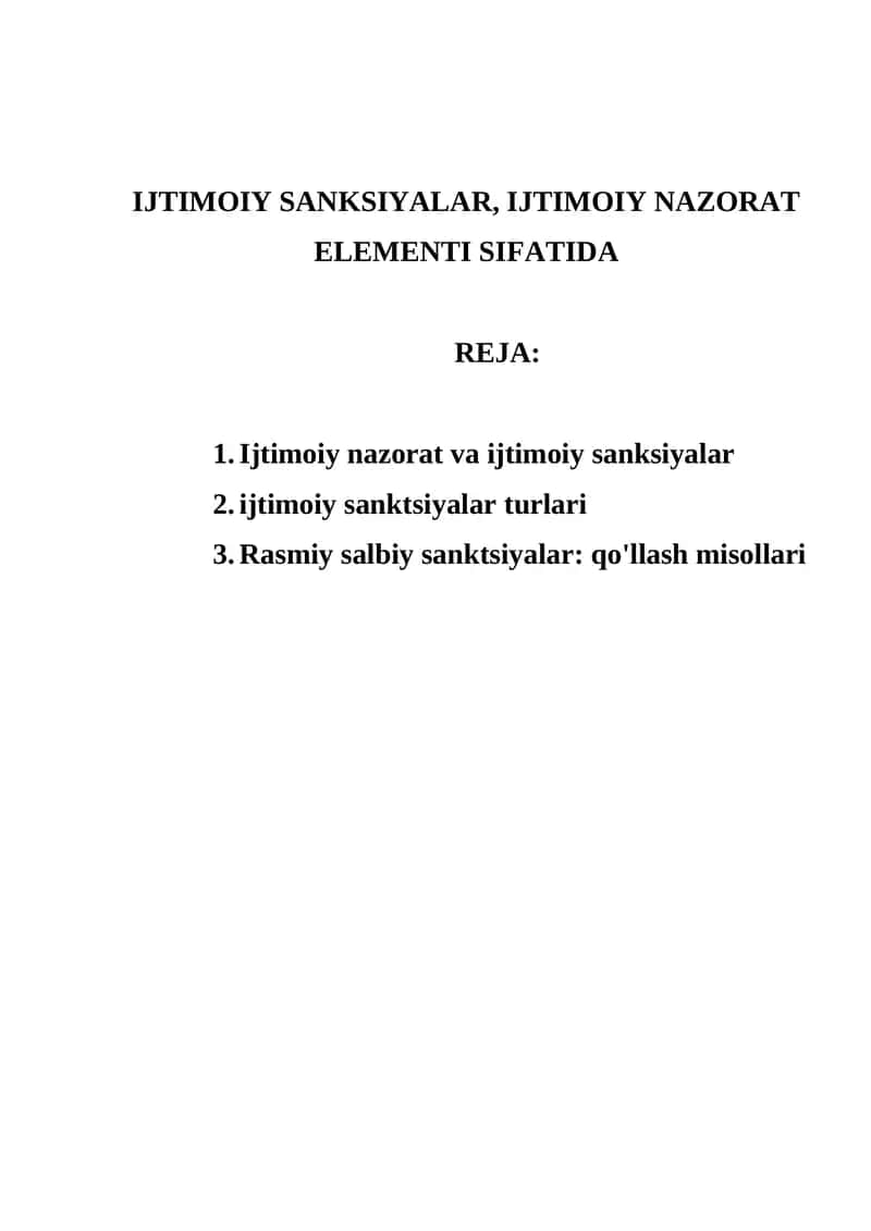 Ijtimoiy Sanktsiyalar