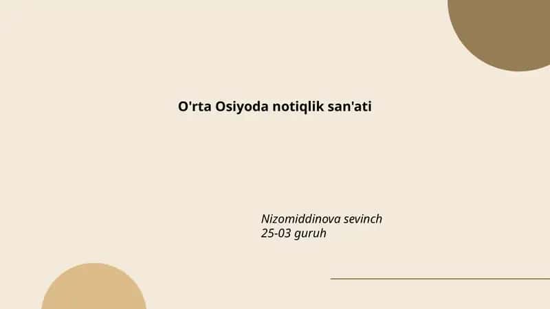 O'rta Osiyoda notiqlik san'ati