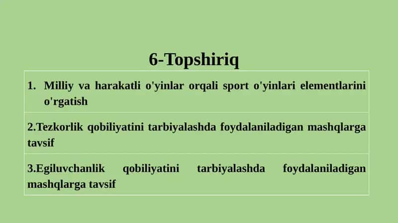 O'yinlar orqali sport o'yinlari elementlarini o'rgatish