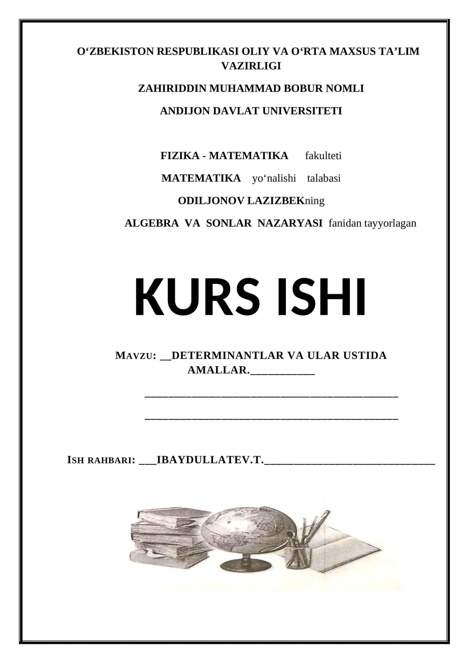 ALGEBRA VA SONLAR NAZARYASI