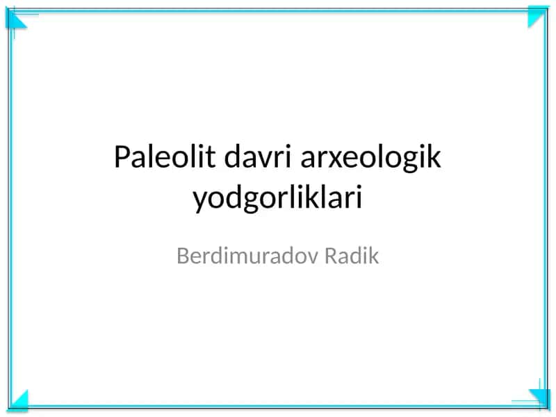 Paleolit davri arxeologik yodgorliklari