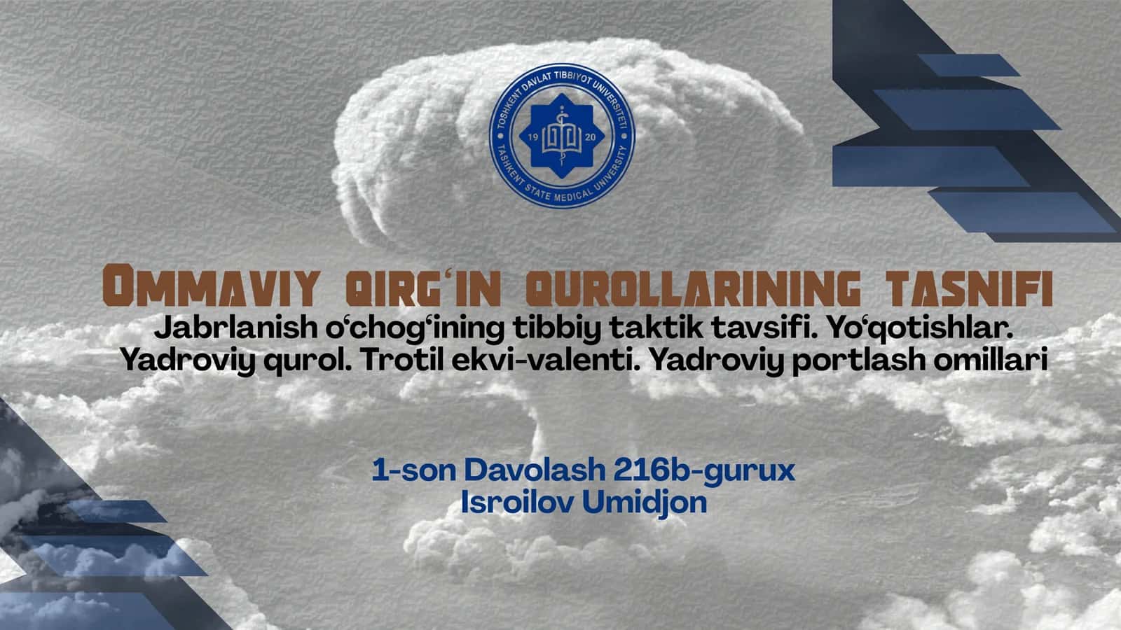 Ommaviy qirg‘in qurollari tushunchasi va tasnifi