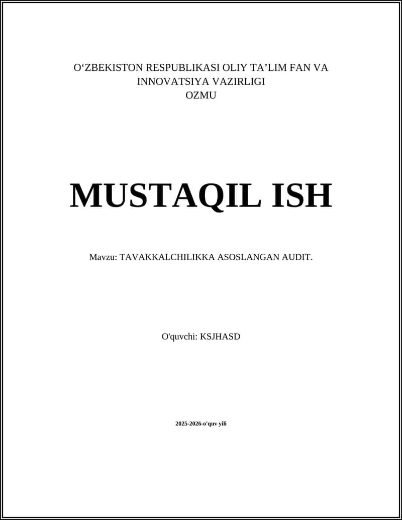 TAVAKKALCHILIKKA ASOSLANGAN AUDIT